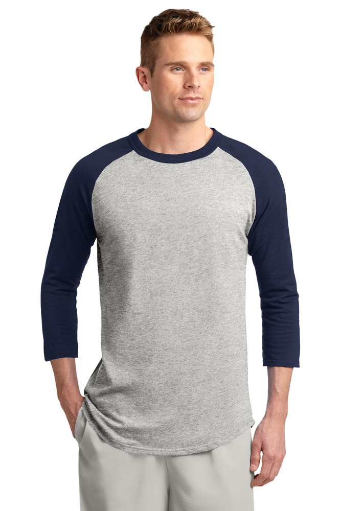 sport-tek t200 colorblock raglan jersey Front Fullsize