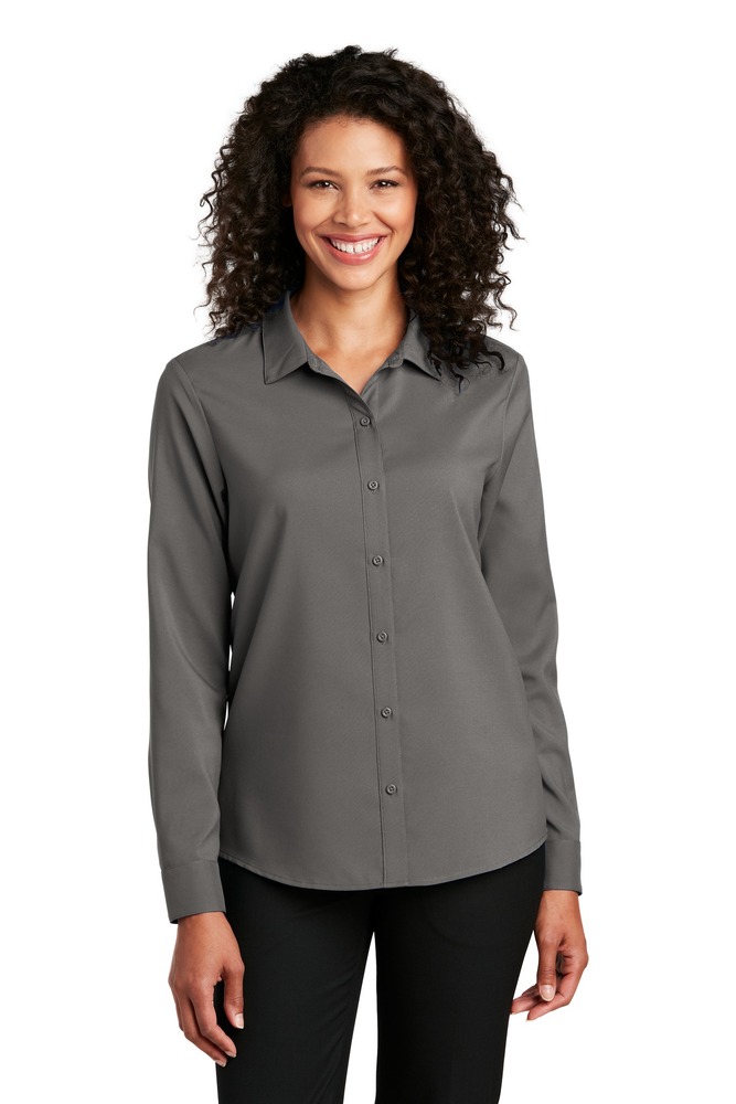 port authority lw401 ladies long sleeve performance staff shirt Front Fullsize