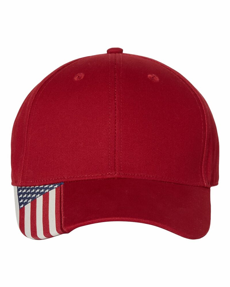 outdoor cap usa-300 twill hat with flag visor Front Fullsize