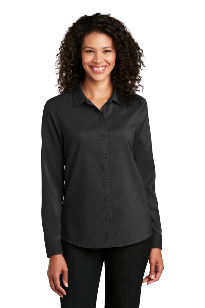 port authority lw401 ladies long sleeve performance staff shirt Front Fullsize