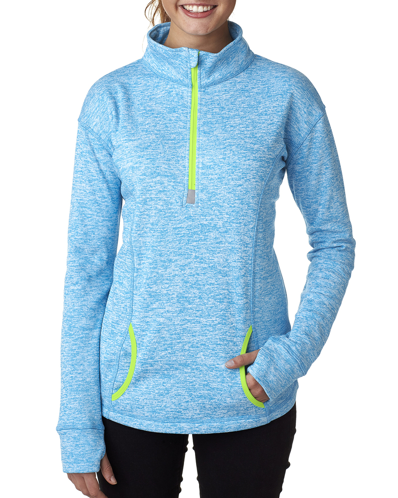 j america ja8617 ladies' cosmic fleece quarter-zip Front Fullsize