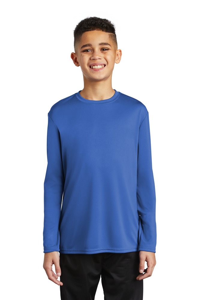 port & company pc380yls youth long sleeve performance tee Front Fullsize