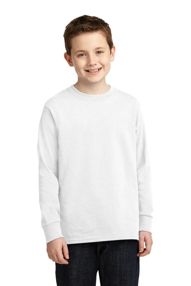 port & company pc54yls youth long sleeve core cotton tee Front Fullsize