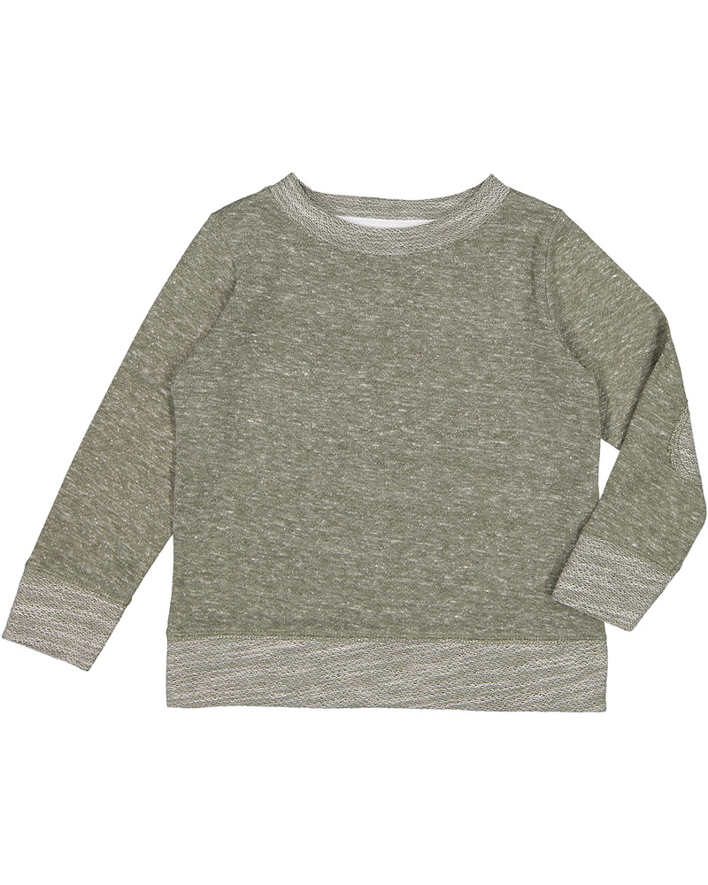 rabbit skins rs3379 toddler harborside melange french terry crewneck with elbow patches Front Fullsize