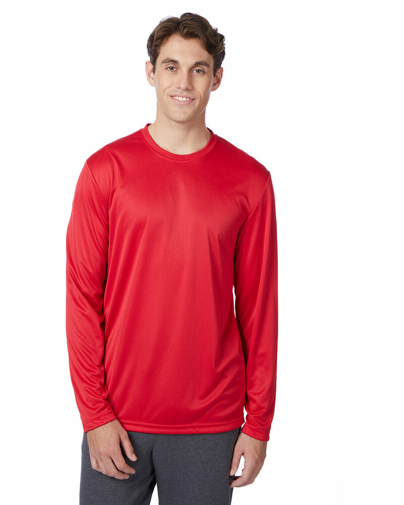 Hanes 482L Adult Cool DRI® with FreshIQ Long-Sleeve Performance T-Shirt Front Fullsize"