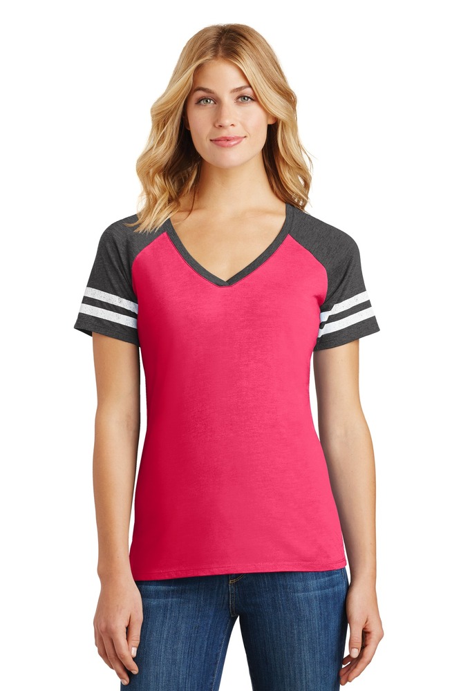 district dm476 women's game v-neck tee Front Fullsize