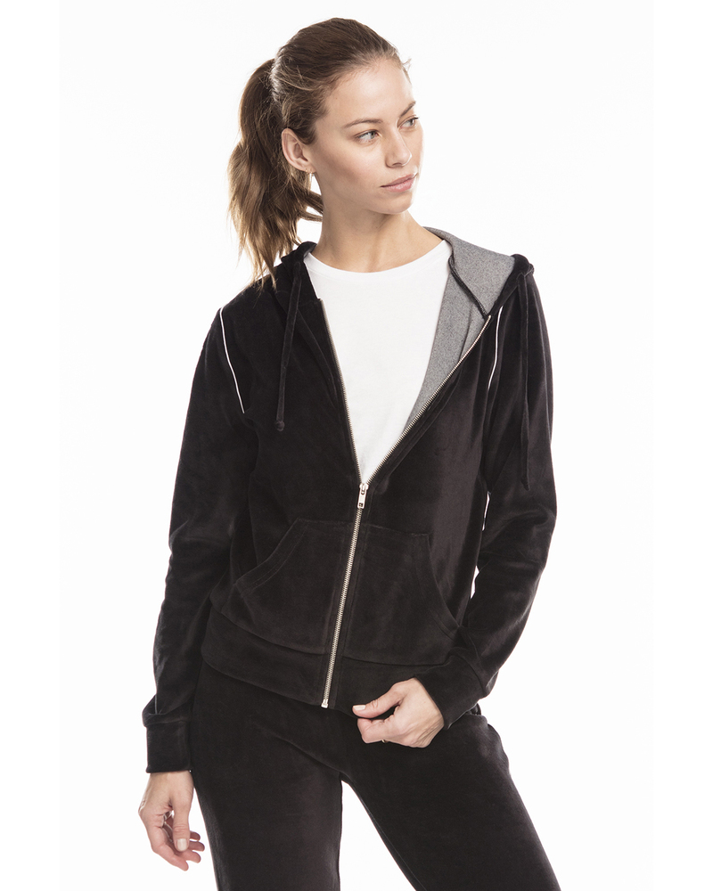 us blanks us565 ladies' velour full-zip hoodie Front Fullsize