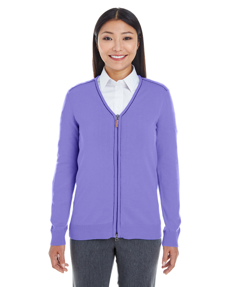 devon & jones dg478w ladies' manchester fully-fashioned full-zip cardigan sweater Front Fullsize