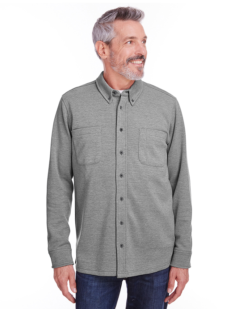 harriton m708 adult stainbloc™ pique fleece shirt-jacket Front Fullsize