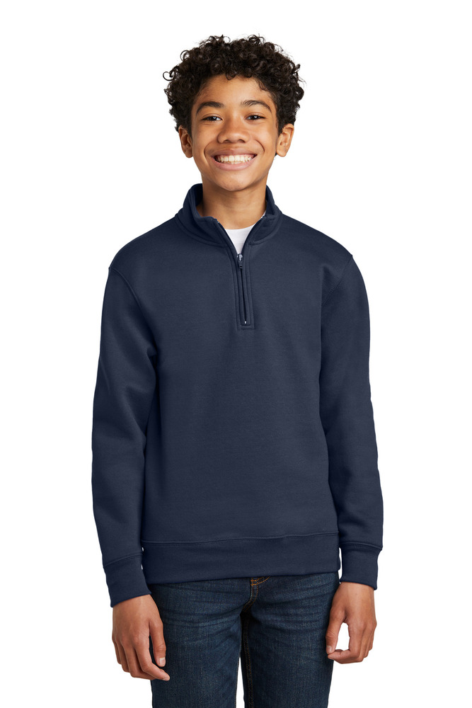 port & company pc78yq youth core fleece 1/4-zip pullover sweatshirt Front Fullsize