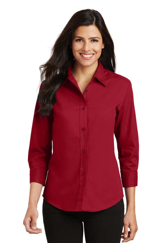 port authority l612 ladies 3/4-sleeve easy care shirt Front Fullsize