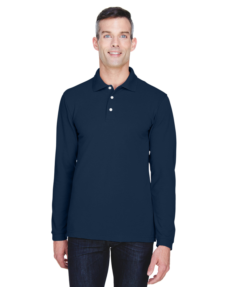 harriton m265l men's 5.6 oz. easy blend™ long-sleeve polo Front Fullsize