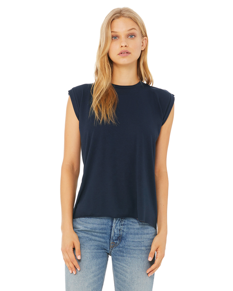 Bella + Canvas 8804 Women's Flowy Muscle T-Shirt With Rolled Cuffs Front Fullsize"