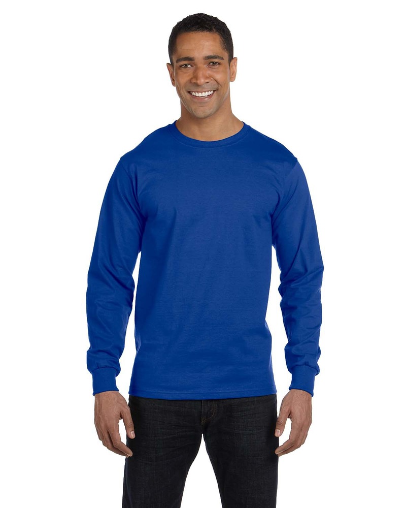 Hanes 5286 Men's 5.2 oz. ComfortSoft® Cotton Long-Sleeve T-Shirt Front Fullsize"