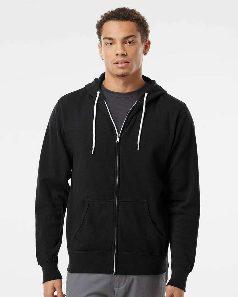 independent trading co. afx90unz unisex lightweight full-zip hooded sweatshirt Front Fullsize