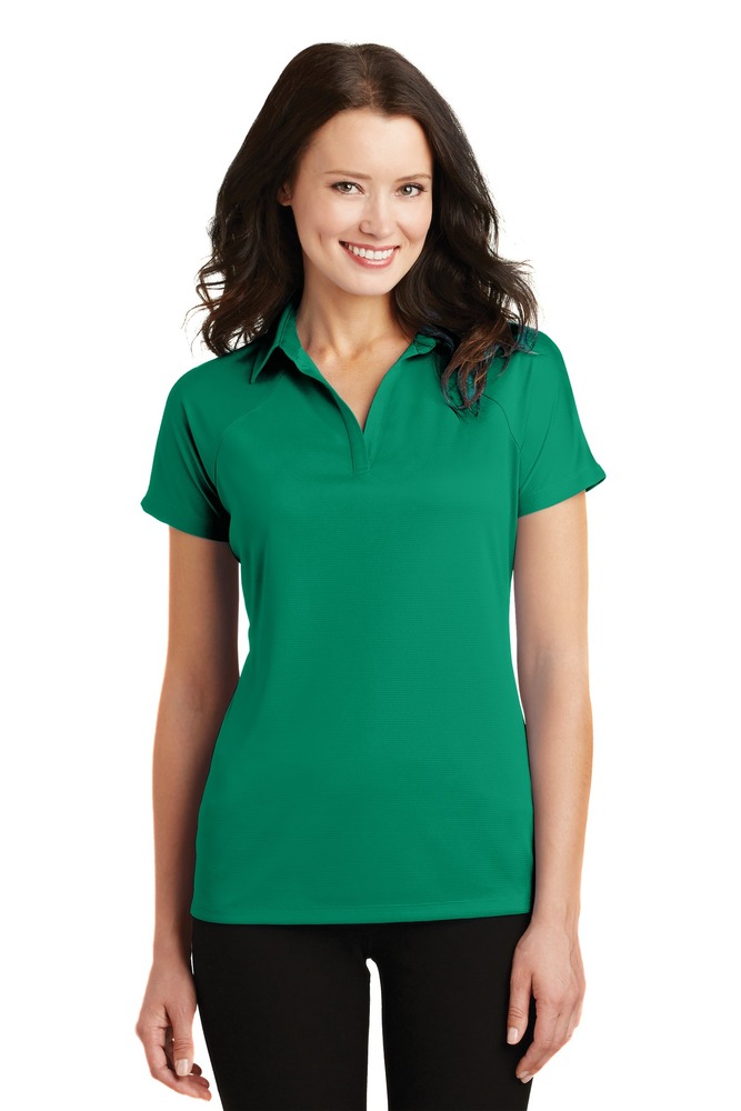 port authority l575 ladies crossover raglan polo Front Fullsize