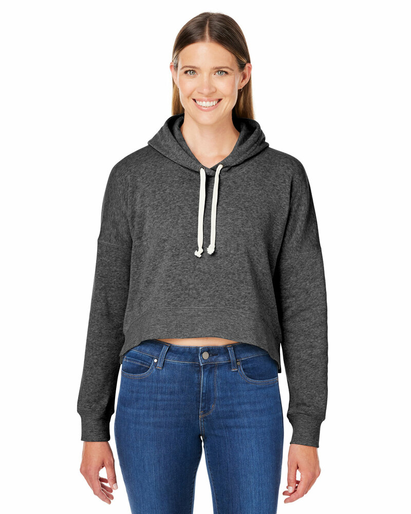 j america 8853ja ladies' triblend cropped hooded sweatshirt Front Fullsize
