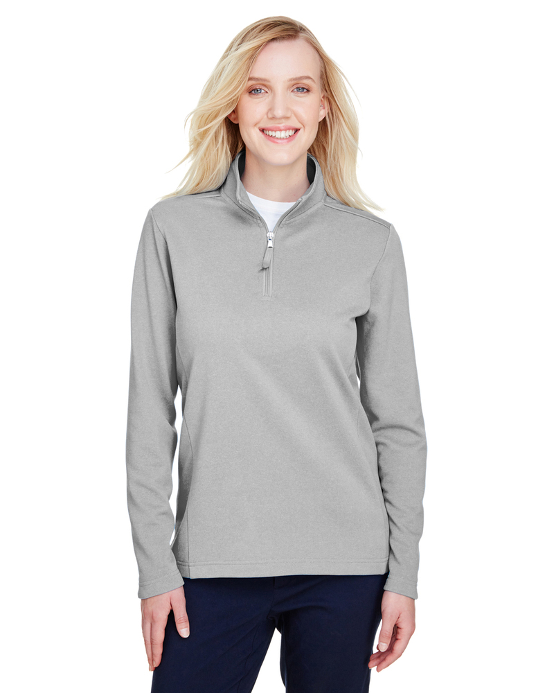 ultraclub uc792w ladies' coastal pique fleece quarter-zip Front Fullsize