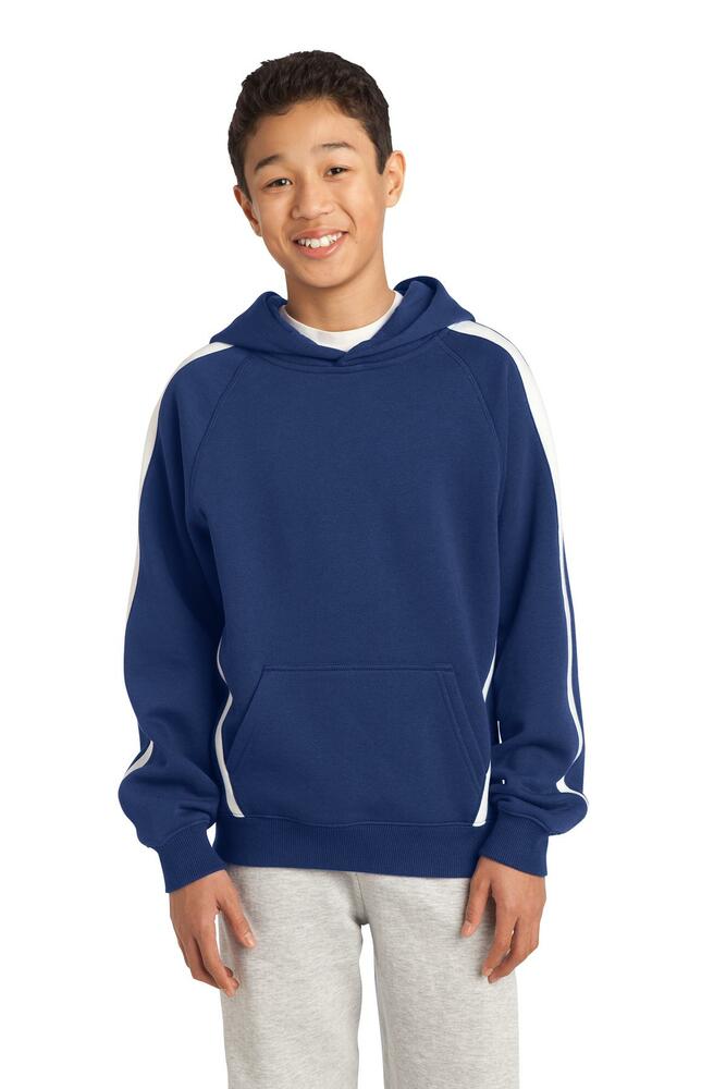 sport-tek yst265 youth sleeve stripe pullover hooded sweatshirt Front Fullsize