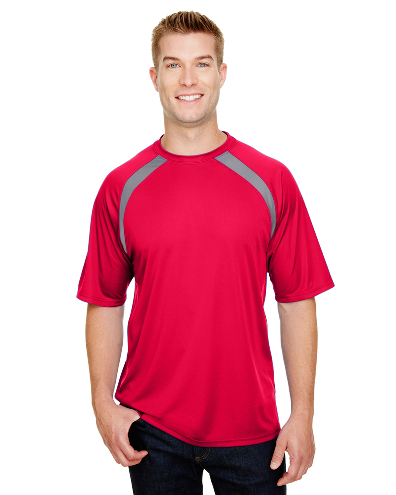 a4 n3001 men's spartan short sleeve color block crew neck t-shirt Front Fullsize