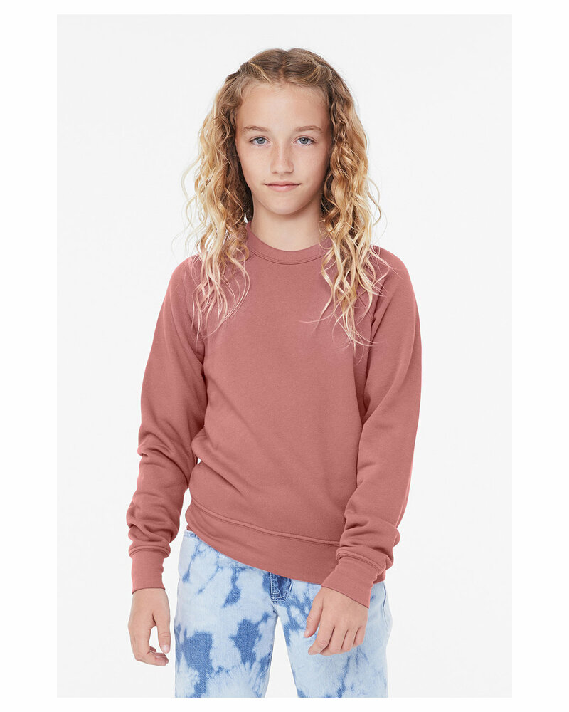Bella + Canvas 3901Y Youth Sponge Fleece Raglan Sweatshirt Front Fullsize"