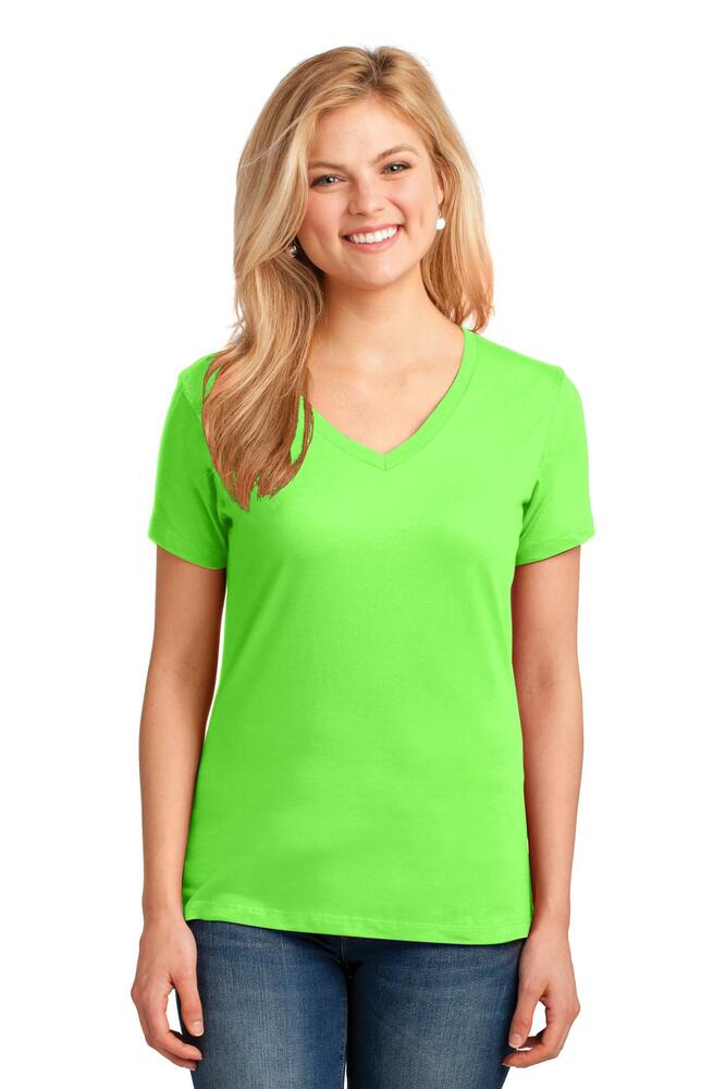 port & company lpc54v ladies core cotton v-neck tee Front Fullsize