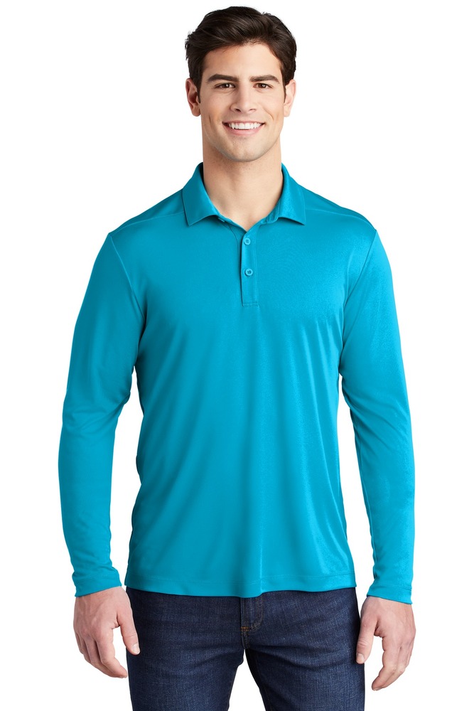 sport-tek st520ls posi-uv ™ pro long sleeve polo Front Fullsize