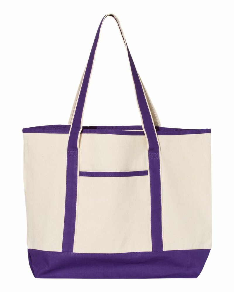 Q-Tees Q1500 34.6L Large Canvas Deluxe Tote Front Fullsize"