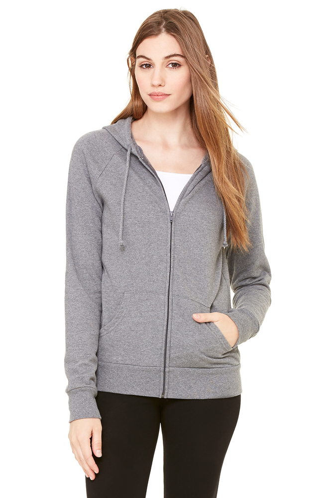 bella + canvas b7007 women's fleece full-zip raglan hoodie Front Fullsize