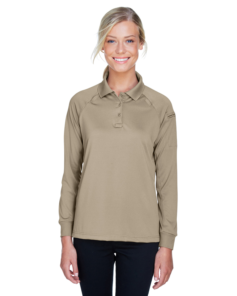 harriton m211lw ladies' advantage snag protection plus long-sleeve tactical polo Front Fullsize