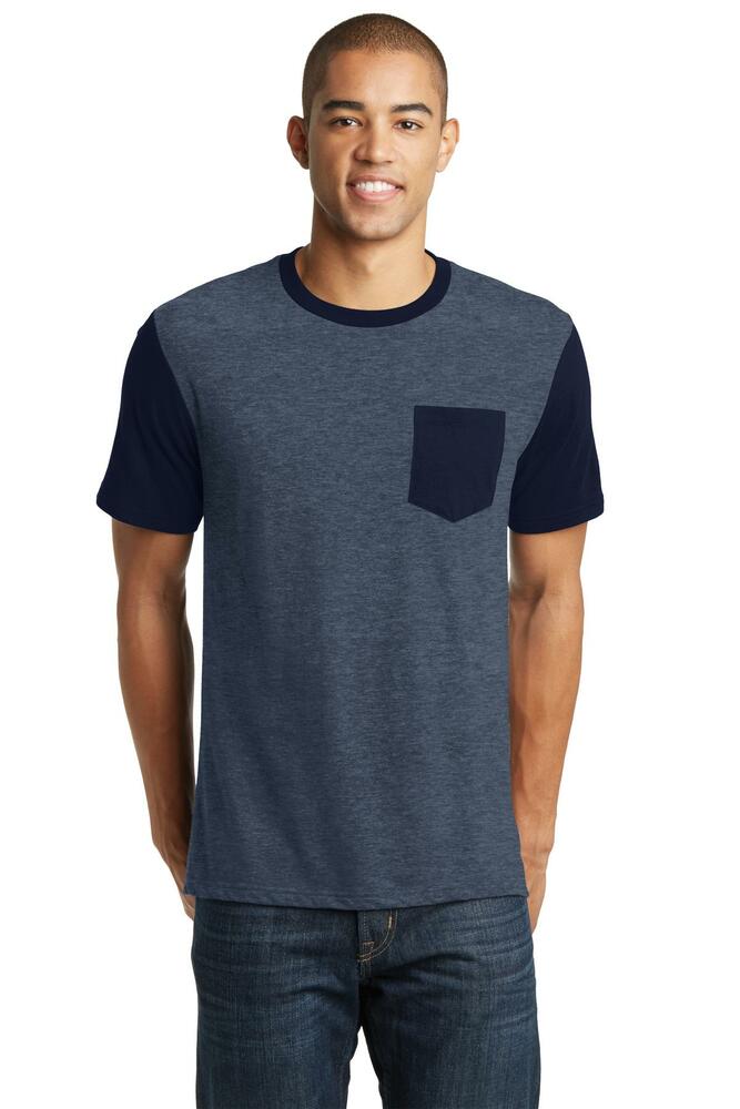 District DT6000SP Young Mens Very Important Tee ® with Contrast Sleeves and Pocket Front Fullsize"