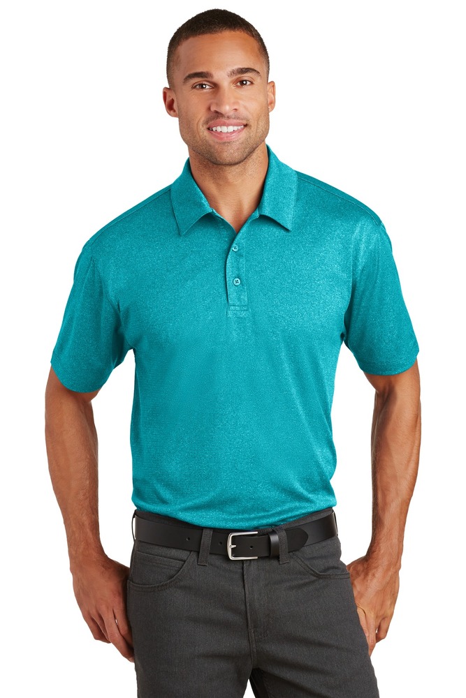 port authority k576 trace heather polo Front Fullsize