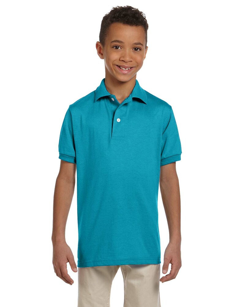 jerzees 437y youth 5.6 oz. spotshield™ jersey polo Front Fullsize