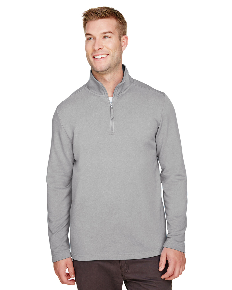 ultraclub uc792 men's coastal pique fleece quarter-zip Front Fullsize