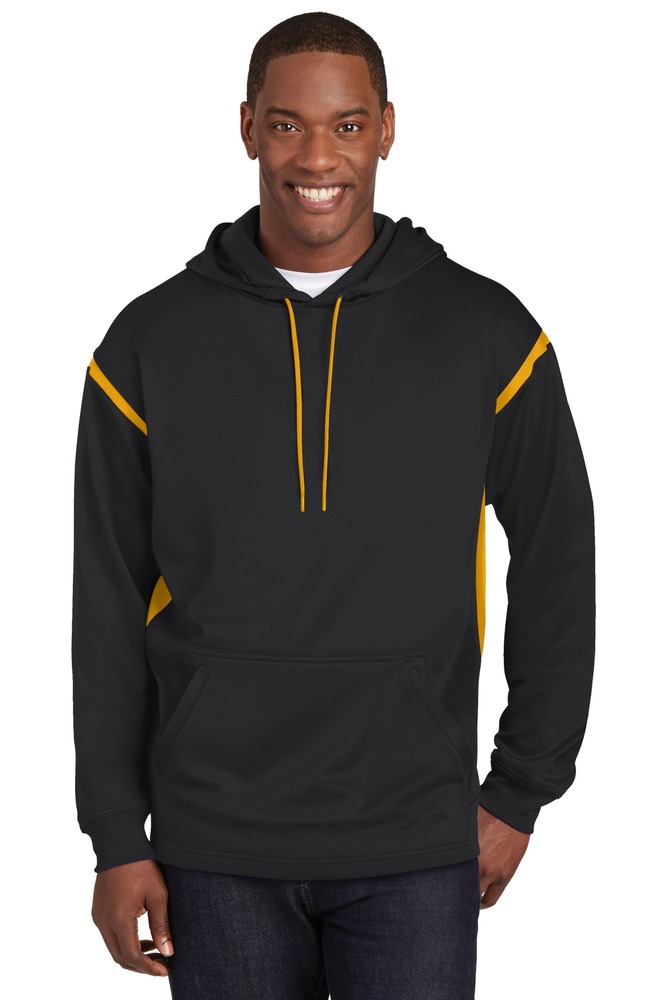 sport-tek tst246 tall tech fleece colorblock hooded sweatshirt Front Fullsize