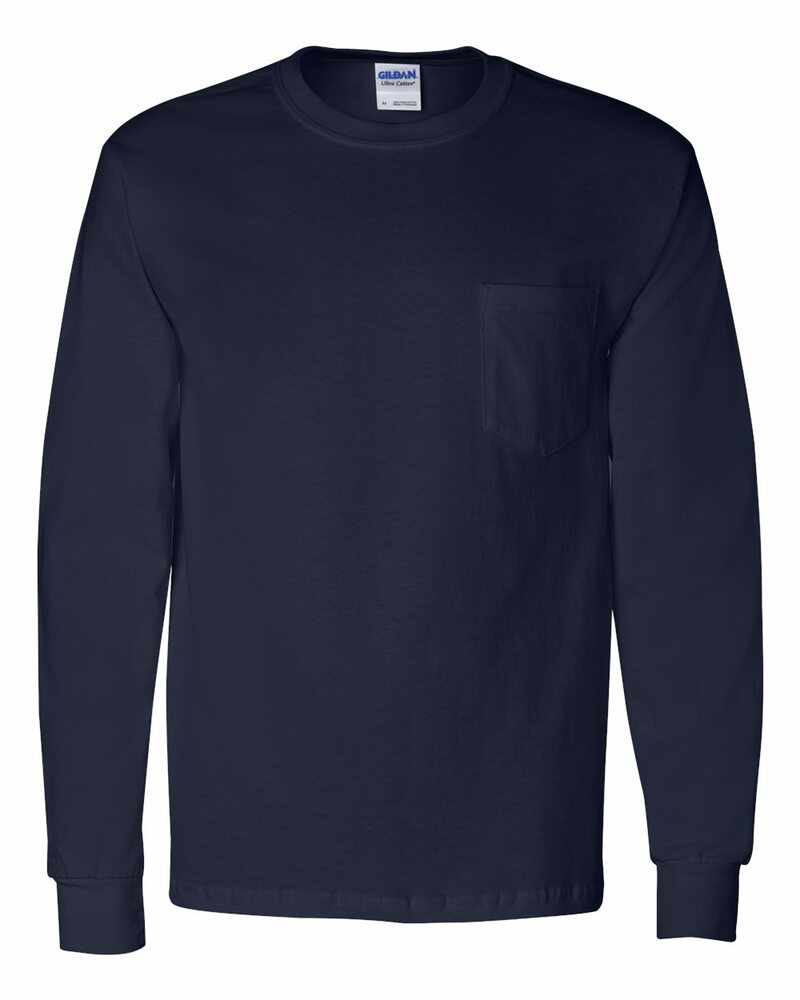 Gildan G241 Unisex Ultra Cotton® Long Sleeve Pocket T-Shirt Front Fullsize"