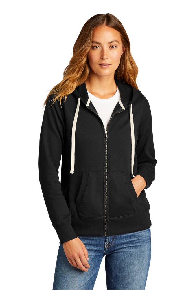 district dt8103 women's re-fleece ™ full-zip hoodie Front Fullsize
