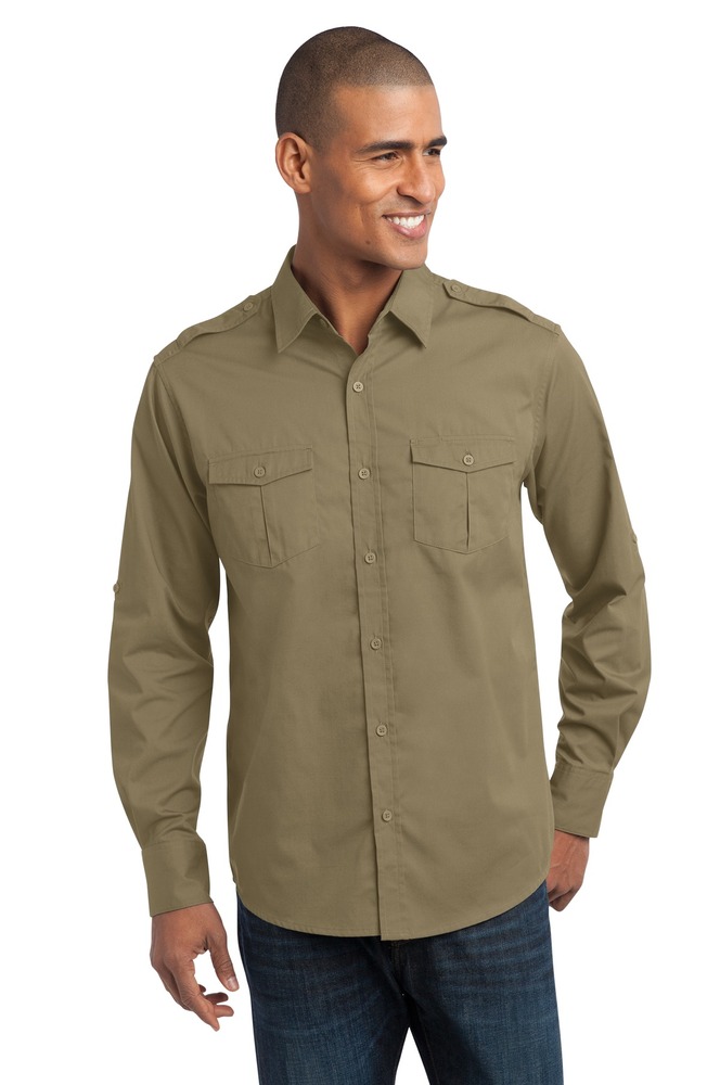 port authority s649 stain-release roll sleeve twill shirt Front Fullsize