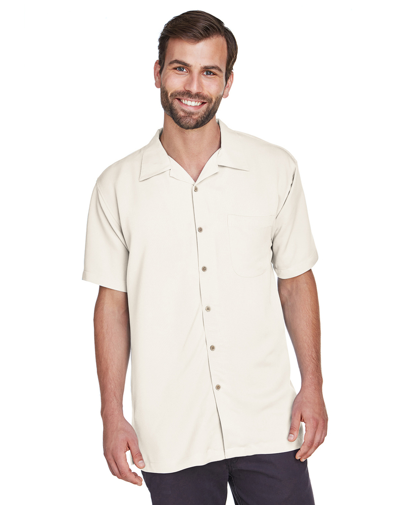 harriton m570 men's bahama cord camp shirt Front Fullsize