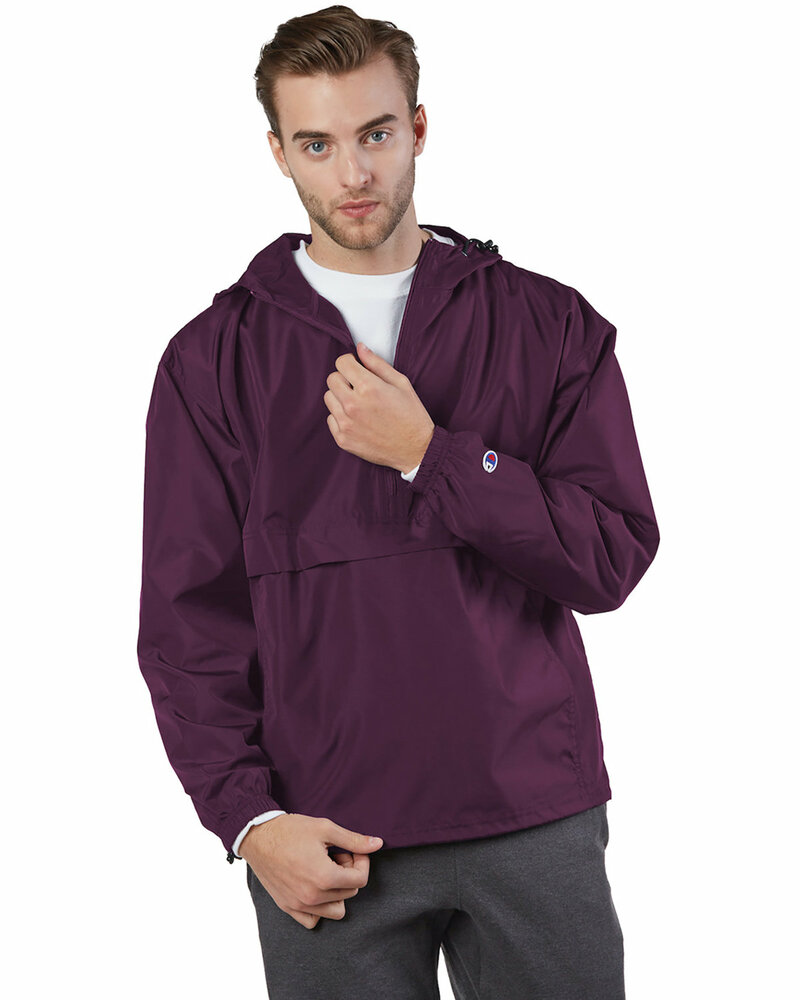 champion co200 adult packable anorak 1/4 zip jacket Front Fullsize