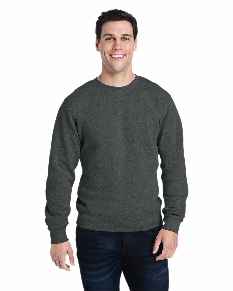 j america 8870ja adult triblend crewneck sweatshirt Front Fullsize