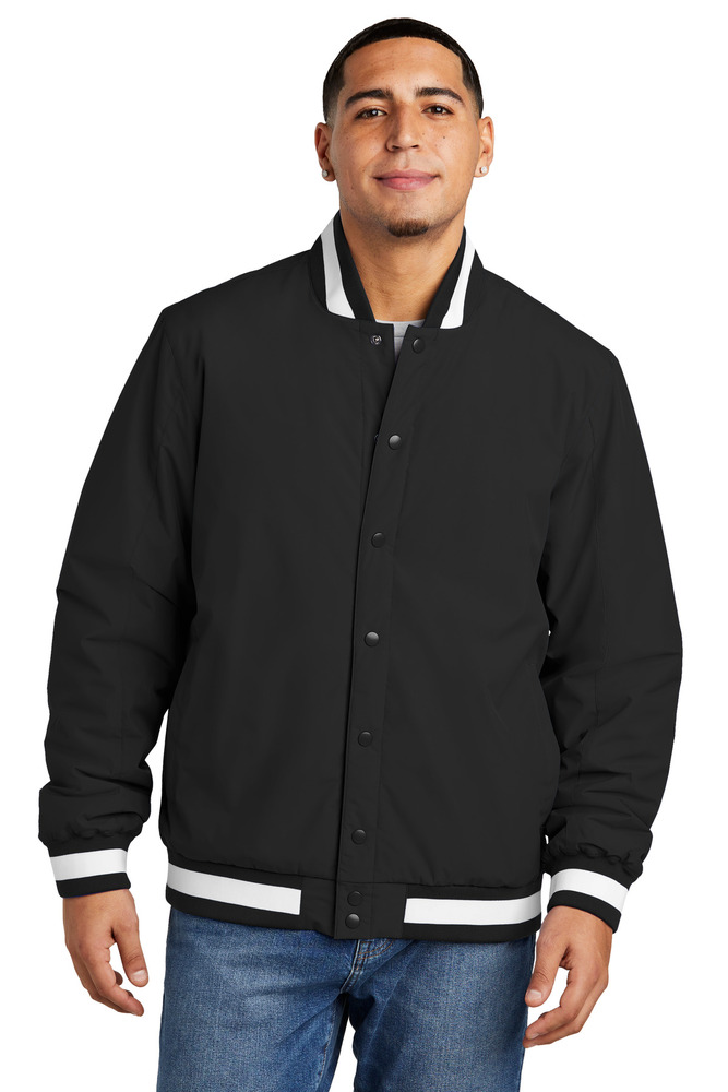 sport-tek jst58 insulated varsity jacket Front Fullsize