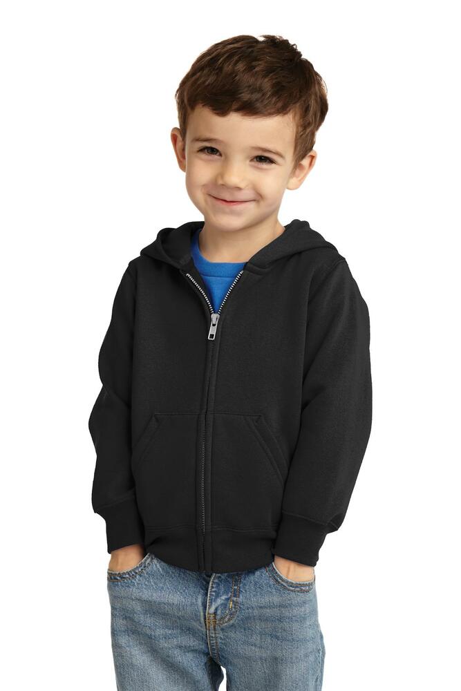 port & company car78tzh toddler core fleece full-zip hooded sweatshirt Front Fullsize