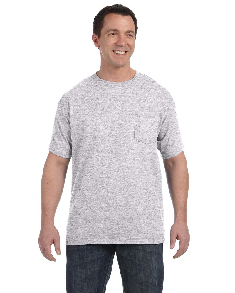 hanes h5590 authentic-t ® 100% cotton t-shirt with pocket Front Fullsize