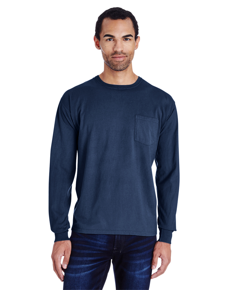 ComfortWash by Hanes GDH250 Unisex Garment-Dyed Long-Sleeve T-Shirt with Pocket Front Fullsize"