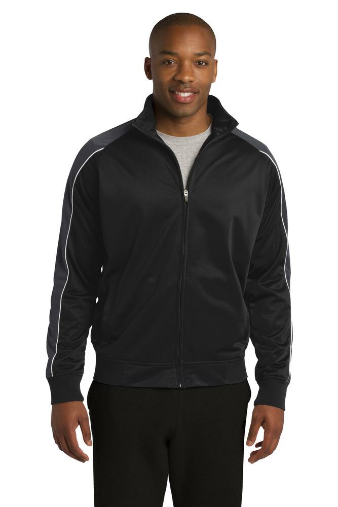sport-tek jst92 piped tricot track jacket Front Fullsize