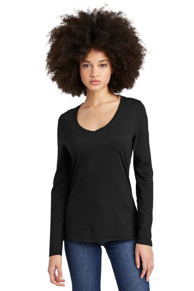 district dt135 women's perfect tri ® long sleeve v-neck tee Front Fullsize