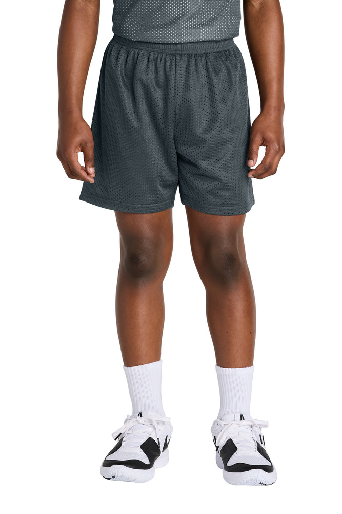 sport-tek yst5100 youth posicharge ® mesh 5' short Front Fullsize