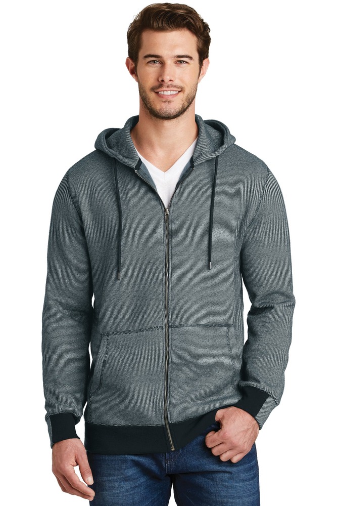 district dm390 mens mini stripe full-zip hoodie Front Fullsize