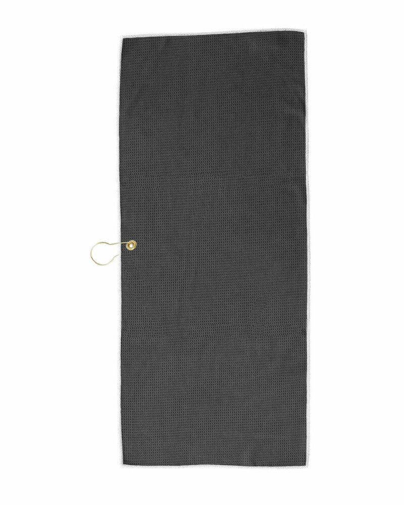 pro towels mw40cg large microfiber waffle golf towel brass grommet & hook Front Fullsize